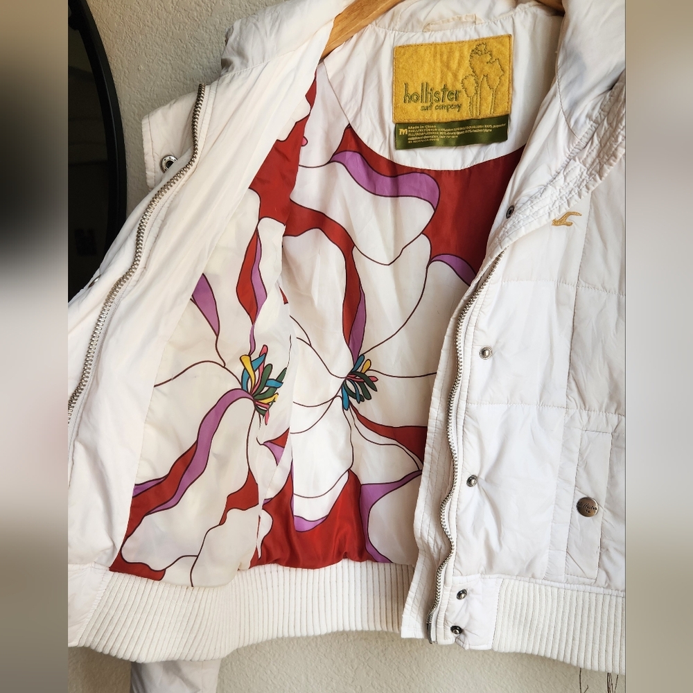 HOLLISTER CO Vintage Feather Down White Puffer Jacket Womens Size M - Picture 5 of 9